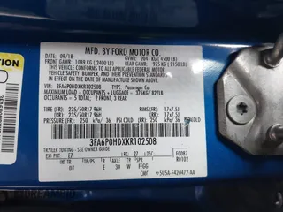 2019 Ford Fusion SE with VIN 3FA6P0HDXKR102508, listed as a IAAI auction lot 41849508 with 133,593 mi miles. Bid and sale history available at carsss.com. Image 9.