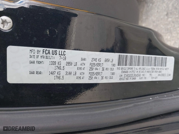 2018 Dodge Grand Caravan GT with VIN 2C4RDGEG5JR343548, listed as a IAAI auction lot 42053156 with 155,798 mi miles. Bid and sale history available at carsss.com. Image 9.