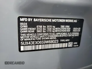 2025 BMW X6 M60i with VIN 5UX43EX06S9W68023, listed as a Copart auction lot 69874764 with 3,789 mi miles and Salvage Title. Bid and sale history available at carsss.com. Image 13.