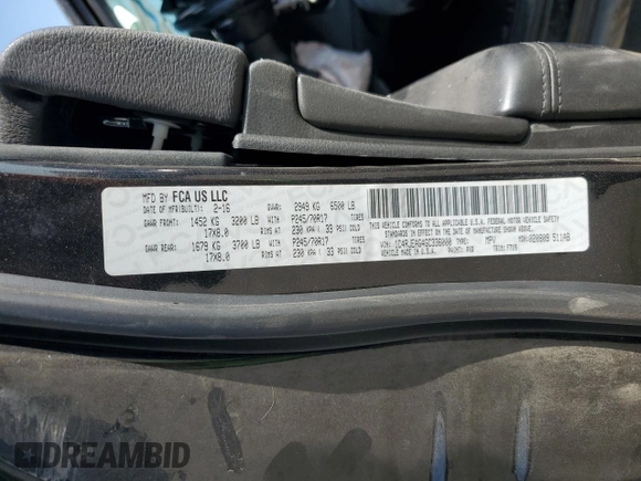 2016 Jeep Grand Cherokee Laredo with VIN 1C4RJEAG4GC336000, listed as a Copart auction lot 61769885 with 79,662 mi miles and Non repairable. Bid and sale history available at DreamBid. Image 13.