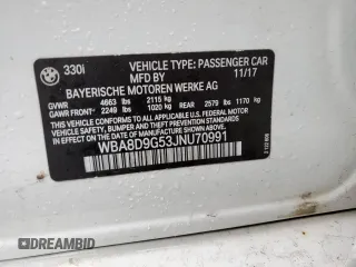 2018 BMW 3 Series 330i xDrive с VIN WBA8D9G53JNU70991, выставлен на аукционе Copart как лот 39904884 с пробегом Не указан миль и Списание • Salvage title. История ставок и продаж доступна на DreamBid. Изображение 12.