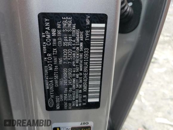 2022 Hyundai Palisade SEL с VIN KM8R4DHE8NU410933, выставлен на аукционе Copart как лот 51755595 с пробегом 32 217 миль миль и Списание • Salvage title. История ставок и продаж доступна на DreamBid. Изображение 13.