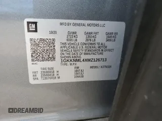 2021 GMC Acadia SLT with VIN 1GKKNML4XMZ126713, listed as a Copart auction lot 51087375 with 53,266 mi miles and Salvage Title. Bid and sale history available at DreamBid. Image 14.