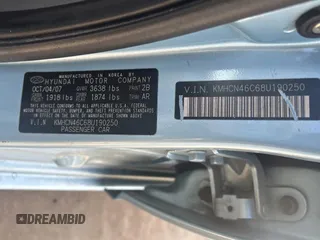 2008 Hyundai Accent GLS with VIN KMHCN46C68U190250, listed as a Copart auction lot 52031835 with 238,026 mi miles and Salvage Title. Bid and sale history available at carsss.com. Image 10.