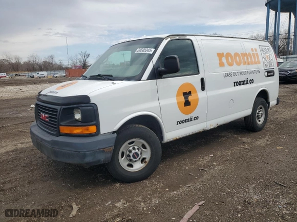 2008 GMC Savana Cargo Van with VIN 1GTGG25C081143819, listed as a Copart auction lot 50505345 with 306,409 mi miles and Clean Title. Bid and sale history available at carsss.com. Image 1.