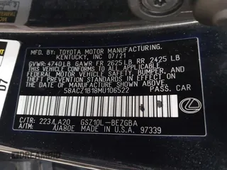 2021 Lexus ES with VIN 58ACZ1B18MU106522, listed as a IAAI auction lot 41053476 with 58,330 mi miles. Bid and sale history available at carsss.com. Image 9.