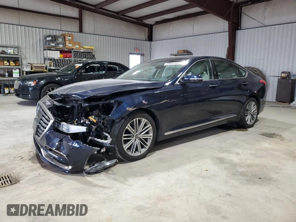2018 Genesis G80 3.8L with VIN KMHGN4JE3JU250467, listed as a Copart auction lot 69691334 with 53,882 mi miles and Salvage Title. Bid and sale history available at carsss.com. Image 1.