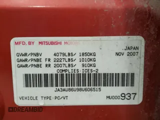 2008 Mitsubishi Lancer GTS with VIN JA3AU86U98U606515, listed as a Copart auction lot 53334645 with 312,991 mi miles and Clean Title. Bid and sale history available at carsss.com. Image 13.