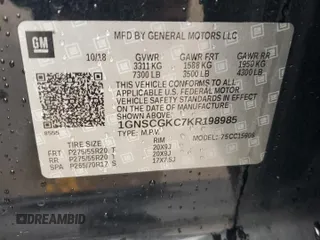 2019 Chevrolet Suburban LS z VIN 1GNSCGKC7KR198985, wystawiony jako Copart lot #42401795 z przebiegiem 220 912 mil mil oraz Szkoda całkowita • Salvage title. Historia ofert i sprzedaży dostępna na DreamBid. Obrazek 12.