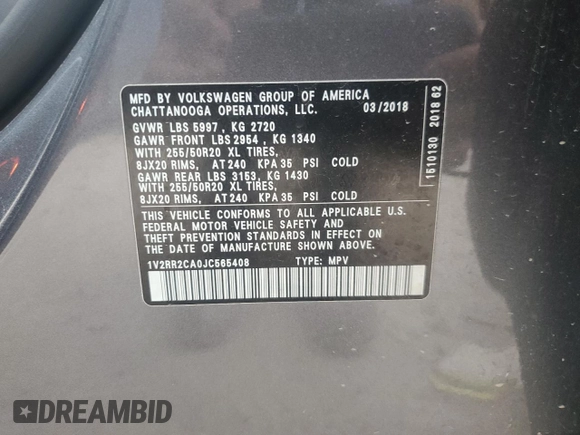 2018 Volkswagen Atlas SEL с VIN 1V2RR2CA0JC565408, выставлен на аукционе Copart как лот 60558725 с пробегом 135 761 миль миль и Чистый • Clean title. История ставок и продаж доступна на DreamBid. Изображение 13.