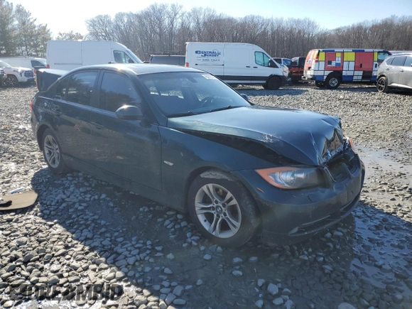 2008 BMW 3 Series 328xi with VIN WBAVC73558KX91670, listed as a Copart auction lot 45142735 with 0 mi miles and Salvage Title. Bid and sale history available at carsss.com. Image 4.