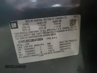 2011 Chevrolet Equinox LT w/1LT with VIN 2CNFLEEC0B6413804, listed as a Copart auction lot 53879435 with 166,971 mi miles and Salvage Title. Bid and sale history available at carsss.com. Image 14.