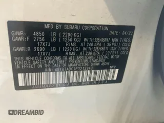 2023 Subaru Outback Premium с VIN 4S4BTADC1P3213943, выставлен на аукционе IAAI как лот 42785457 с пробегом 26 841 миль миль и . История ставок и продаж доступна на DreamBid. Изображение 12.