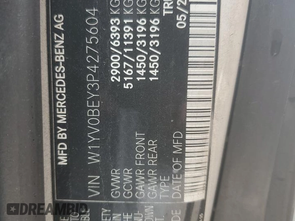 2023 Mercedes-Benz Metris Cargo with VIN W1YV0BEY3P4275604, listed as a Copart auction lot 54118775 with 38,783 mi miles and Salvage title. Bid and sale history available at DreamBid. Image 14.