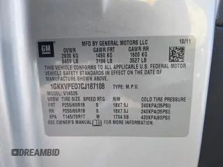 2012 GMC Acadia SLE with VIN 1GKKVPED7CJ187108, listed as a IAAI auction lot 41031200 with 161,605 mi miles. Bid and sale history available at carsss.com. Image 9.