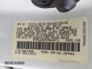 2012 Toyota Corolla L with VIN 5YFBU4EE5CP044613, listed as a IAAI auction lot 42113624 with 208,780 mi miles and . Bid and sale history available at carsss.com. Image 9.