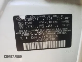 2007 Hyundai Azera SE with VIN KMHFC46FX7A186733, listed as a Copart auction lot 45186825 with 173,649 mi miles and Non Repairable. Bid and sale history available at carsss.com. Image 12.