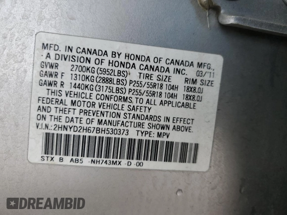 2011 Acura MDX Tech Pkg with VIN 2HNYD2H67BH530373, listed as a Copart auction lot 42739175 with 188,519 mi miles and Salvage Title. Bid and sale history available at carsss.com. Image 13.