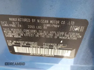 2011 Nissan LEAF SL-e with VIN JN1AZ0CP1BT008549, listed as a IAAI auction lot 41469574 with 72,264 mi miles. Bid and sale history available at carsss.com. Image 9.