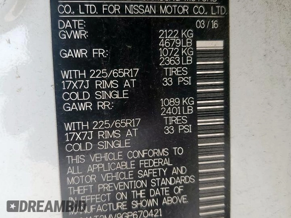 2016 Nissan Rogue SV z VIN KNMAT2MV9GP670421, wystawiony jako Copart lot #57445215 z przebiegiem 165 621 mil mil oraz Szkoda całkowita • Salvage title. Historia ofert i sprzedaży dostępna na DreamBid. Obrazek 13.