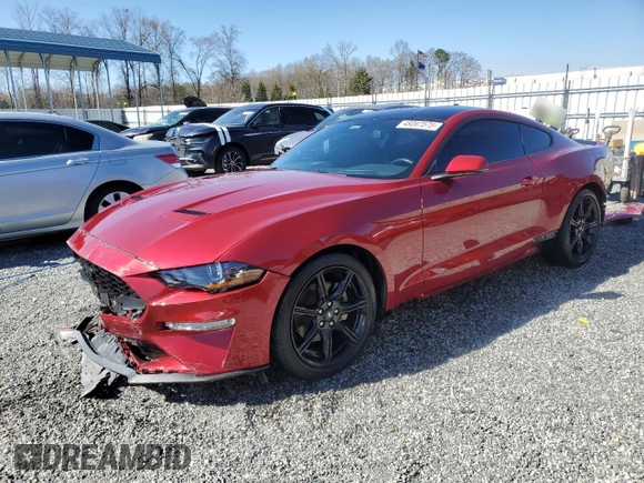 2020 Ford Mustang EcoBoost with VIN 1FA6P8TH6L5157650, listed as a Copart auction lot 49397575 with 21,843 mi miles and Salvage Title. Bid and sale history available at carsss.com. Image 1.
