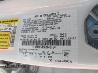 2020 Ford Fusion SE with VIN 3FA6P0HD5LR148104, listed as a IAAI auction lot 42049789 with 88,885 mi miles and . Bid and sale history available at DreamBid. Image 9.