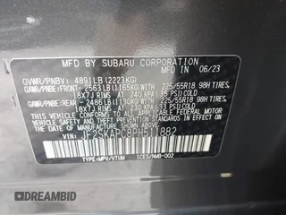 2023 Subaru Forester Limited with VIN JF2SKAPC8PH511882, listed as a IAAI auction lot 42781302 with 22,450 mi miles and . Bid and sale history available at DreamBid. Image 9.