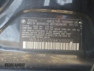 2006 BMW 3 Series 325xi z VIN WBAVD13516KV00055, wystawiony jako Copart lot #50733535 z przebiegiem 136 505 mil mil oraz Czysty tytuł • Clean title. Historia ofert i sprzedaży dostępna na DreamBid. Obrazek 12.