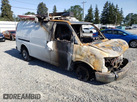 2018 Chevrolet Express Cargo Van with VIN 1GCWGAFP8J1336300, listed as a Copart auction lot 56515614 with 0 mi miles and Salvage Title. Bid and sale history available at carsss.com. Image 4.