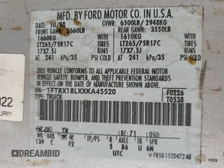 1999 Ford F-150 XL with VIN 1FTRX18LXXKA45520, listed as a Copart auction lot 45575825 with 0 mi miles and Salvage Title. Bid and sale history available at carsss.com. Image 12.