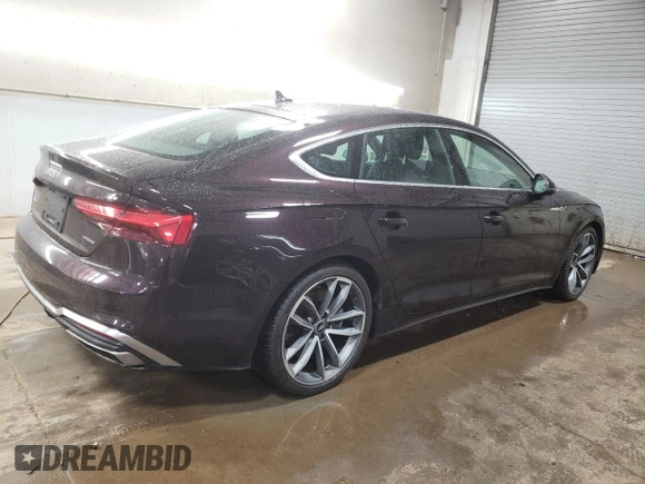 2021 Audi A5 Sportback S line Premium Plus with VIN WAUFACF56MA025896, listed as a Copart auction lot 46140244 with 39,531 mi miles and . Bid and sale history available at DreamBid. Image 3.