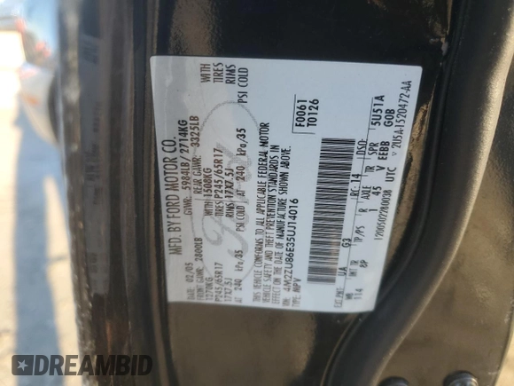 2005 Mercury Mountaineer with VIN 4M2ZU86E35UJ14016, listed as a Copart auction lot 83949604 with Not provided miles and Clean title. Bid and sale history available at DreamBid. Image 13.