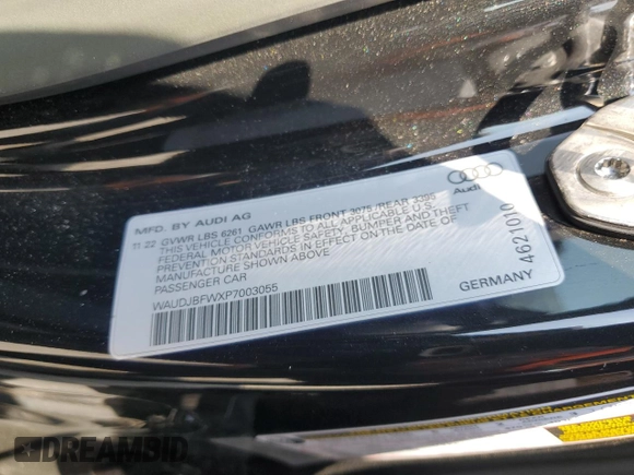 2023 Audi e-tron GT Prestige z VIN WAUDJBFWXP7003055, wystawiony jako Copart lot #71028874 z przebiegiem 7107 mil mil oraz Szkody całkowita. Historia ofert i sprzedaży dostępna na DreamBid. Obrazek 12.