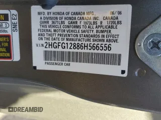 2006 Honda Civic Cpe EX with VIN 2HGFG12886H566556, listed as a Copart auction lot 74371194 with 100,967 mi miles and Salvage Title. Bid and sale history available at carsss.com. Image 12.