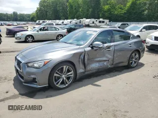 2019 Infiniti Q50 Luxe z VIN JN1EV7AR7KM591889, wystawiony jako Copart lot #61304425 z przebiegiem 73 712 mil mil oraz Szkoda całkowita • Salvage title. Historia ofert i sprzedaży dostępna na DreamBid. Obrazek 1.