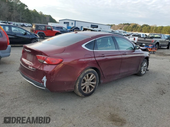 2015 Chrysler 200 Limited with VIN 1C3CCCAB3FN616247, listed as a Copart auction lot 85297264 with 0 mi miles and Salvage Title. Bid and sale history available at carsss.com. Image 3.