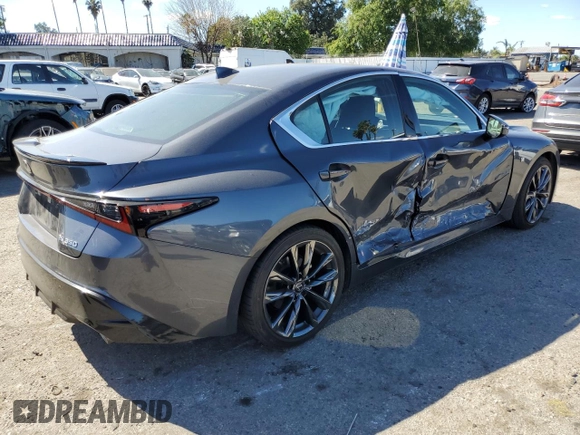 2023 Lexus IS with VIN JTHGZ1B20P5062308, listed as a Copart auction lot 47657725 with 33,514 mi miles and Salvage Title. Bid and sale history available at carsss.com. Image 3.