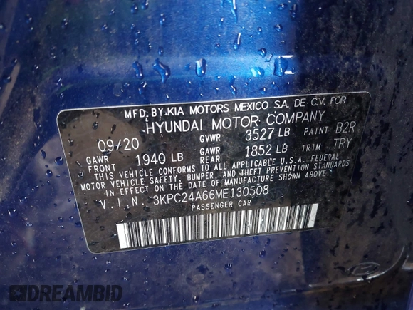 2021 Hyundai Accent SE z VIN 3KPC24A66ME130508, wystawiony jako IAAI lot #42269208 z przebiegiem 84 687 mil mil oraz . Historia ofert i sprzedaży dostępna na DreamBid. Obrazek 9.