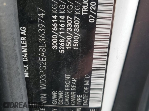 2020 Mercedes-Benz Metris Cargo with VIN WD3PG2EA8L3639747, listed as a Copart auction lot 77764534 with 84,777 mi miles and Clean Title. Bid and sale history available at carsss.com. Image 14.
