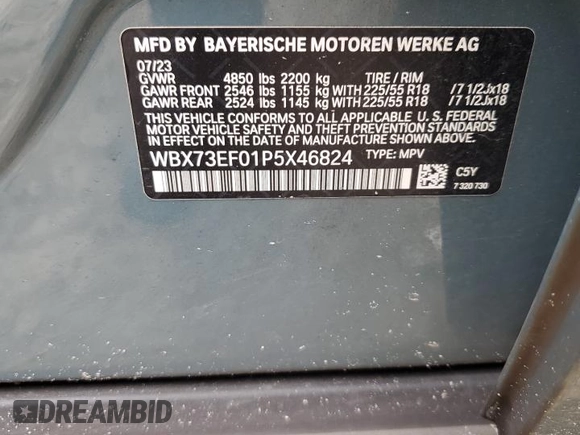 2023 BMW X1 xDrive28i с VIN WBX73EF01P5X46824, выставлен на аукционе Copart как лот 60524155 с пробегом 59 957 миль миль и Чистый • Clean title. История ставок и продаж доступна на DreamBid. Изображение 13.