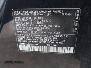 2018 Volkswagen Atlas S z VIN 1V2AP2CA0JC598489, wystawiony jako IAAI lot #42314898 z przebiegiem 95 081 mil mil oraz . Historia ofert i sprzedaży dostępna na DreamBid. Obrazek 9.