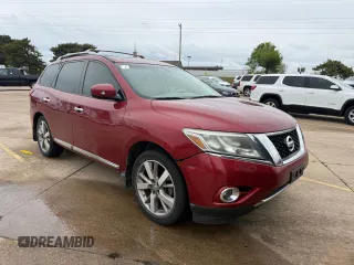 2015 Nissan Pathfinder Platinum with VIN 5N1AR2MN6FC608975, listed as a Copart auction lot 52014495 with 156,223 mi miles and Clean Title. Bid and sale history available at DreamBid. Image 1.