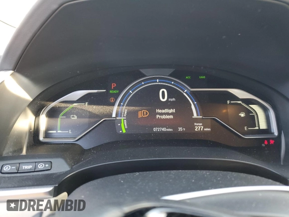 2018 Honda Clarity Plug-In Hybrid with VIN JHMZC5F11JC022972, listed as a Copart auction lot 38949914 with 72,740 mi miles. Bid and sale history available at carsss.com. Image 9.