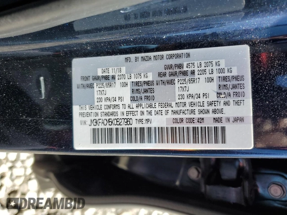 2019 Mazda CX-5 Touring with VIN JM3KFACM5K0527960, listed as a Copart auction lot 47705705 with 85,982 mi miles and Salvage Title. Bid and sale history available at carsss.com. Image 15.