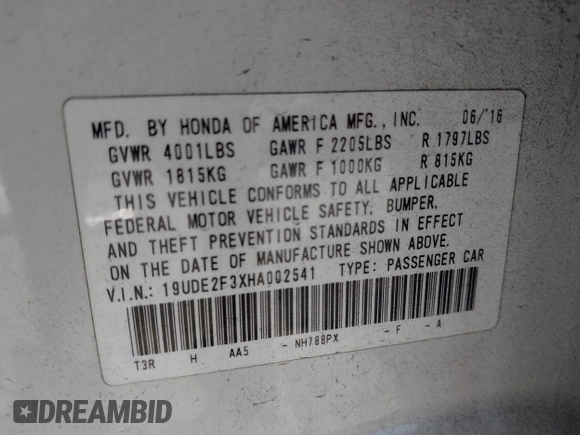 2017 Acura ILX with VIN 19UDE2F3XHA002541, listed as a IAAI auction lot 42120119 with 71,030 mi miles and . Bid and sale history available at carsss.com. Image 9.