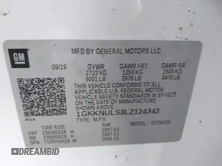 2020 GMC Acadia SLT with VIN 1GKKNULS8LZ124343, listed as a IAAI auction lot 41245060 with 100,436 mi miles and . Bid and sale history available at DreamBid. Image 9.