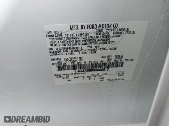 2013 Ford Flex Limited z VIN 2FMGK5D88DBD00813, wystawiony jako Copart lot #60334255 z przebiegiem 170 614 mil mil oraz Czysty tytuł • Clean title. Historia ofert i sprzedaży dostępna na DreamBid. Obrazek 12.