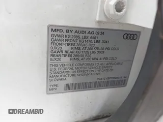 2025 Audi Q7 Premium Plus with VIN WA1LVBF78SD016144, listed as a IAAI auction lot 42784229 with 21,547 mi miles and . Bid and sale history available at DreamBid. Image 9.