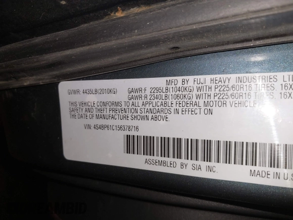 2005 Subaru Legacy Outback z VIN 4S4BP61C156378716, wystawiony jako IAAI lot #42048393 z przebiegiem 134 640 mil mil oraz . Historia ofert i sprzedaży dostępna na DreamBid. Obrazek 9.