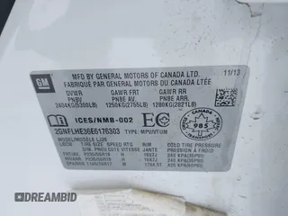 2014 Chevrolet Equinox LTZ with VIN 2GNFLHE36E6176303, listed as a IAAI auction lot 41577154 with 93,063 mi miles. Bid and sale history available at carsss.com. Image 9.